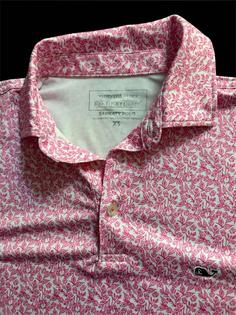Vineyard Vines Kentucky Derby Sankaty Polo XS Pink Floral Short Sleeve Men